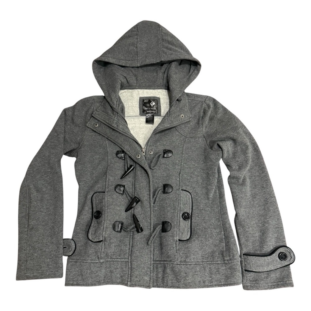 Full Tilt Gray Utility Jacket with Hood and Toggle Design